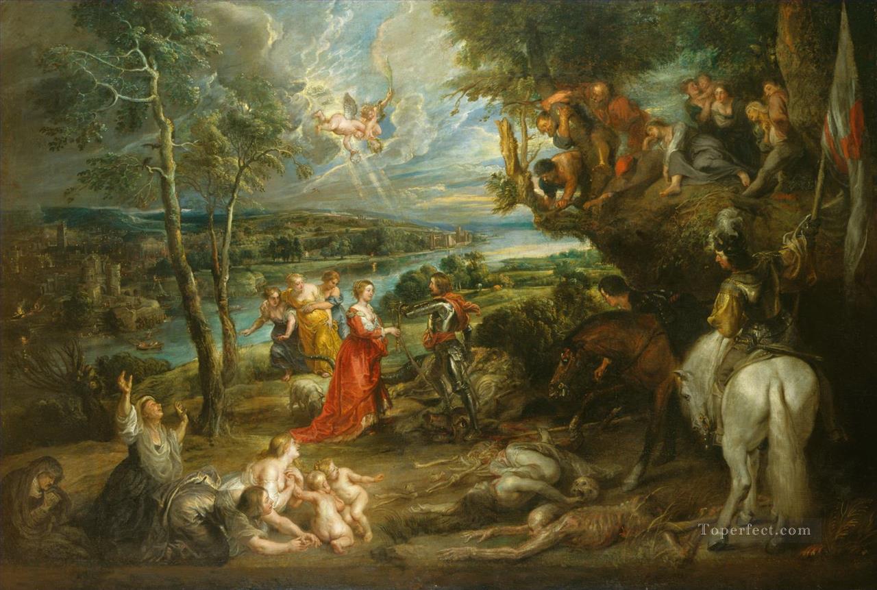 Landscape with Saint George and the Dragon Peter Paul Rubens Oil Paintings